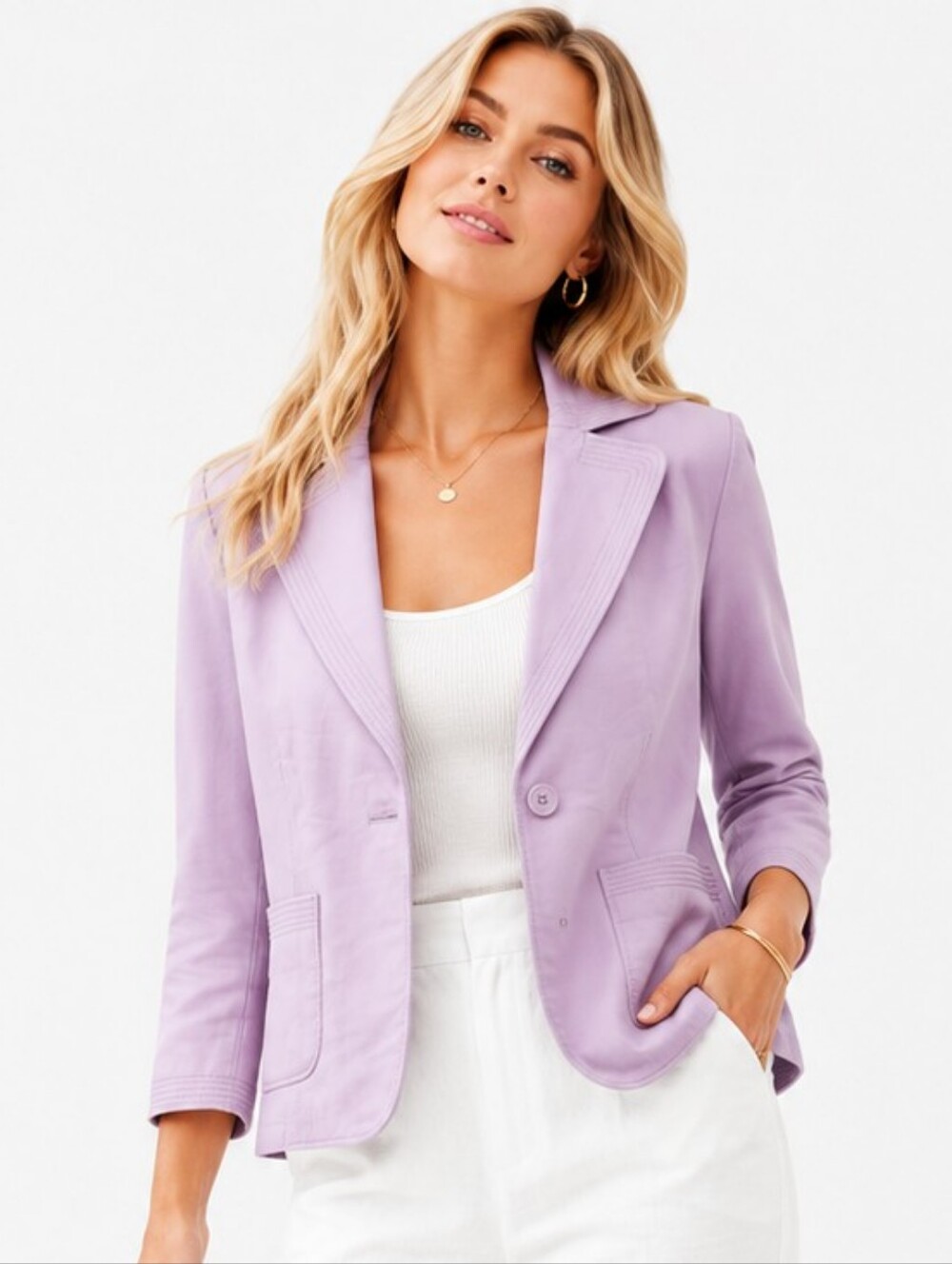 Clothes By Revue Lavender Lamb Leather Blazer Jacket Women’s Medium